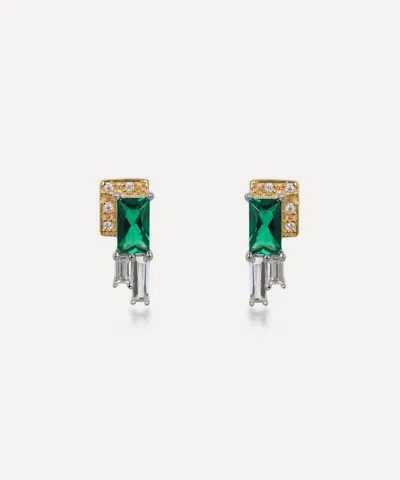 V BY LAURA VANN V BY LAURA VANN 18CT GOLD-PLATED AUDREY GREEN STUD EARRINGS