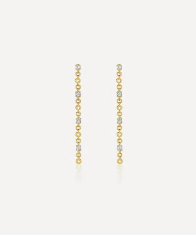 V BY LAURA VANN V BY LAURA VANN 18CT GOLD-PLATED VERMEIL SILVER LYLA WHITE TOPAZ DROP EARRINGS