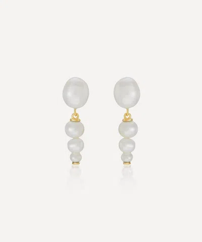V BY LAURA VANN V BY LAURA VANN 18CT GOLD-PLATED VERMEIL SILVER NICOLA FRESHWATER PEARL DROP EARRINGS
