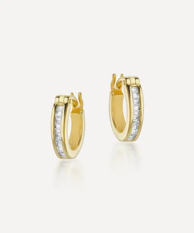 V BY LAURA VANN V BY LAURA VANN 18CT GOLD-PLATED VERMEIL SILVER PHOEBE WHITE TOPAZ HOOP EARRINGS