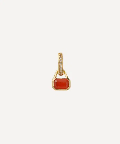V BY LAURA VANN V BY LAURA VANN 18CT GOLD-PLATED VERMEIL SILVER RED AGATE CHARM