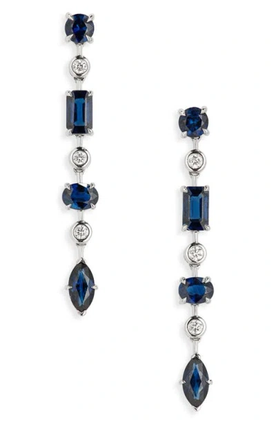 VALANI ATELIER VALANI ATELIER FLOATING SAPPHIRE & DIAMOND LINEAR EARRINGS