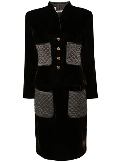 VALENTINO 1980'S VELVET SKIRT SUIT