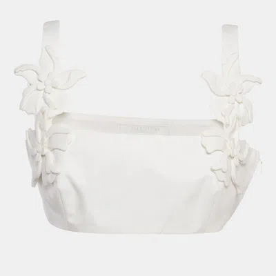 VALENTINO ALTORILIEVO WHITE FLORAL APPLIQUE COTTON CROP TOP M