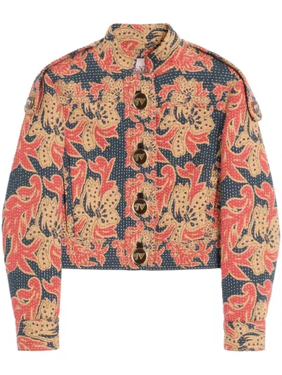 VALENTINO `APRES L`HIVER QUILTED FLORAL JACQUARD` CABAN