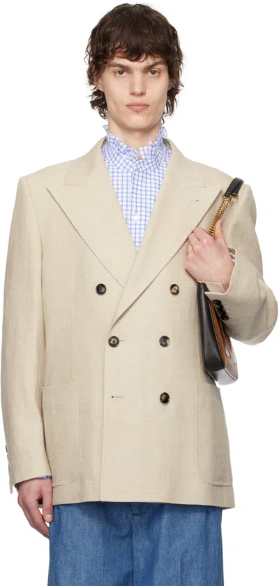 VALENTINO BEIGE DOUBLE-BREASTED BLAZER