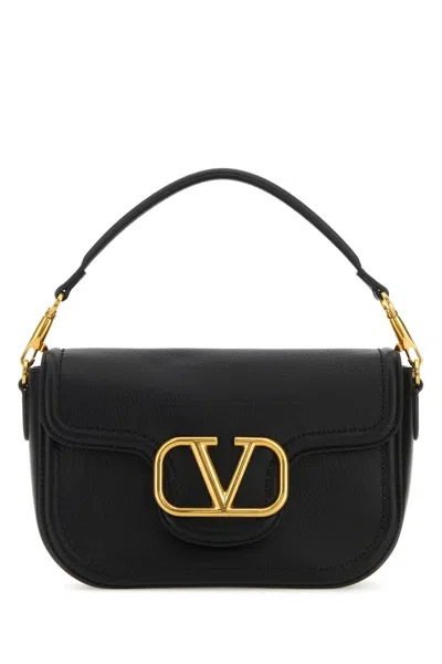 VALENTINO GARAVANI BLACK LEATHER ALLTIME SHOULDER BAG