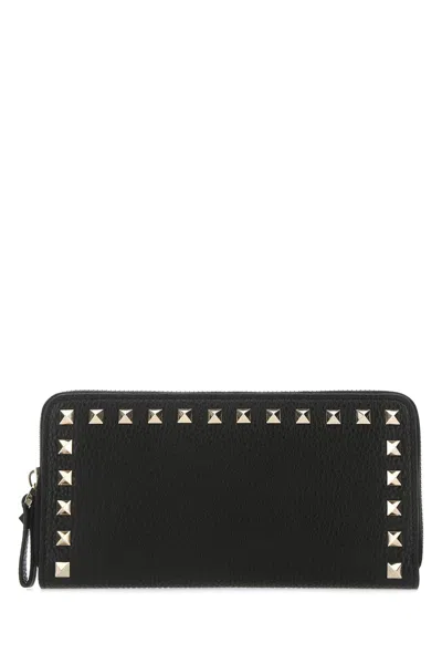 VALENTINO GARAVANI BLACK LEATHER ROCKSTUD WALLET