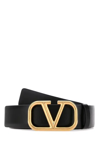 VALENTINO GARAVANI BLACK LEATHER VLOGO BELT