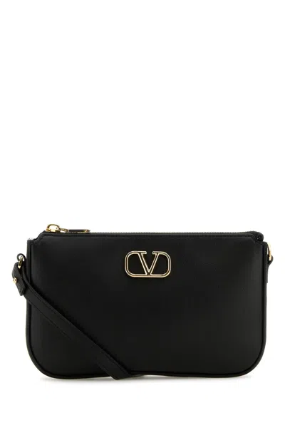 VALENTINO GARAVANI BLACK LEATHER VLOGO CROSSBODY BAG