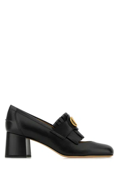 VALENTINO GARAVANI BLACK LEATHER VLOGO PUMPS