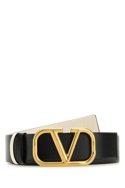 VALENTINO GARAVANI BLACK LEATHER VLOGO SIGNATURE REVERSIBLE BELT