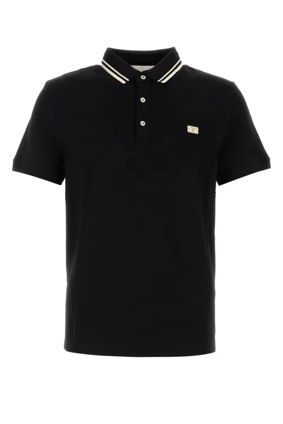 VALENTINO BLACK PIQUET POLO SHIRT