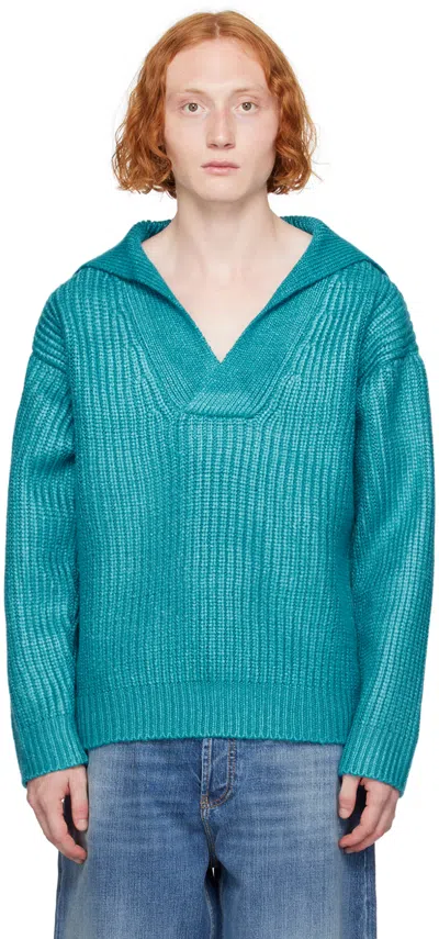 VALENTINO BLUE V-NECK SWEATER