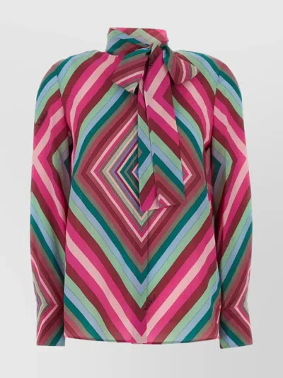 VALENTINO BOW DETAIL HIGH NECKLINE LONG SLEEVES SHIRT