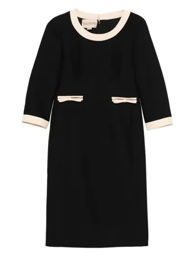 VALENTINO BOW-EMBELLISHED ROUND-NECK DRESS