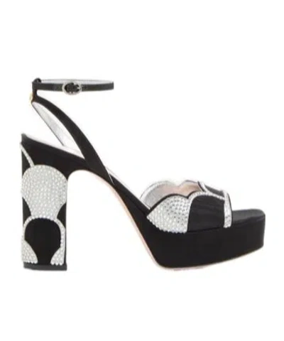 VALENTINO GARAVANI BOWOW PLATFORM SANDAL IN MOIRÉ FABRIC WITH CRYSTALS 115MM