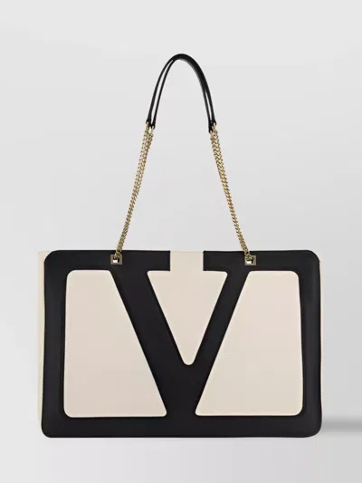 VALENTINO GARAVANI BRANDED LEATHER CHAIN STRAP SHOULDER BAG