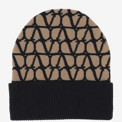 VALENTINO GARAVANI PRINTED CASHMERE BEANIE HAT