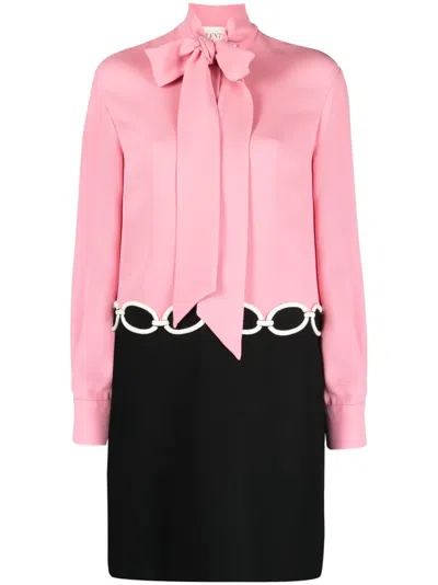 VALENTINO CHAIN TROMPE L'OEIL COUL WOOL-SILK DRESS