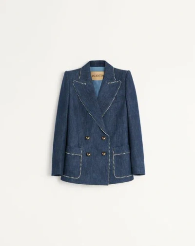 VALENTINO VALENTINO CHAMBRAY DENIM JACKET WOMAN BLUE 40
