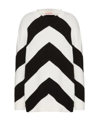 VALENTINO VALENTINO CHEVRON-KNITTED CREWNECK JUMPER