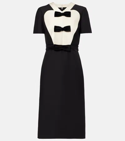 VALENTINO CREPE COUTURE BOW-DETAIL MIDI DRESS