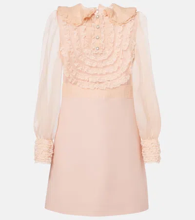 VALENTINO CREPE COUTURE EMBROIDERED MINIDRESS