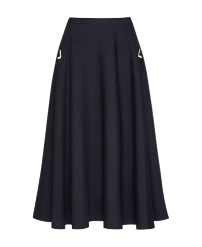 VALENTINO VALENTINO CREPE COUTURE HIGH WAIST MIDI SKIRT
