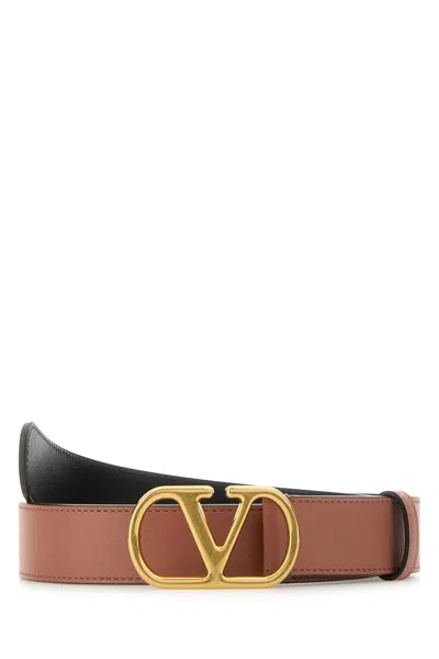 VALENTINO GARAVANI DARK PINK LEATHER VLOGO BELT