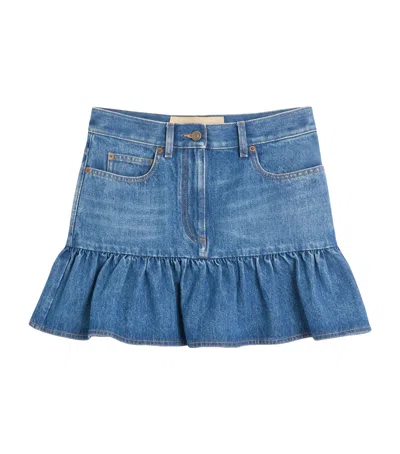 VALENTINO DENIM PEPLUM MINI SKIRT