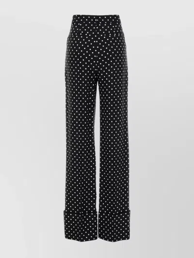 VALENTINO DOTTED WIDE-LEG TROUSERS CUFFED HEM
