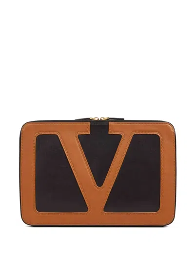 VALENTINO GARAVANI EMBOSSED-LOGO LEATHER CARD HOLDER