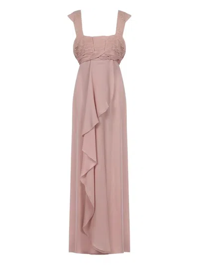 VALENTINO EMBROIDERED FRILL MAXI DRESS