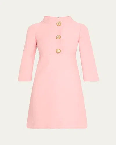 VALENTINO FUNNEL-NECK CRYSTAL BUTTON MINI DRESS