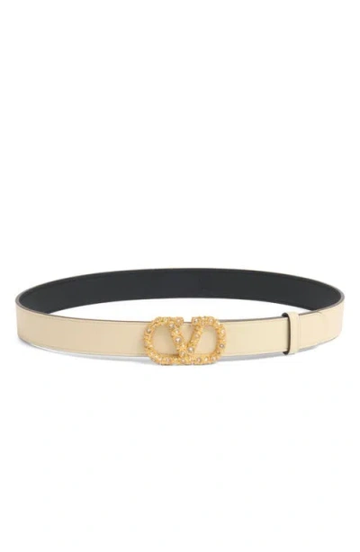VALENTINO GARAVANI VALENTINO GARAVANI CRYSTAL EMBELLISHED VLOGO LEATHER BELT