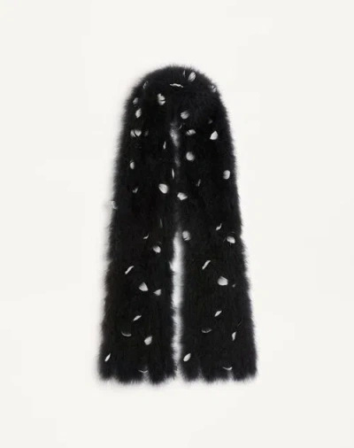 VALENTINO VALENTINO GARAVANI FEATHERS VALENTINO SCARF WITH TURKEY AND GOOSE FEATHERS WOMAN BLACK/WHITE UNI