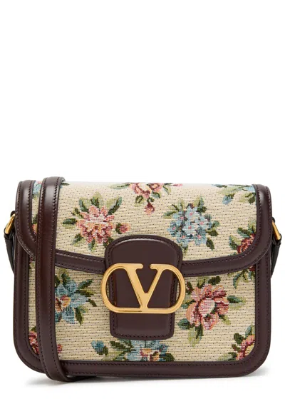 VALENTINO GARAVANI VALENTINO GARAVANI FLORAL-JACQUARD CANVAS AND LEATHER CROSS-BODY BAG