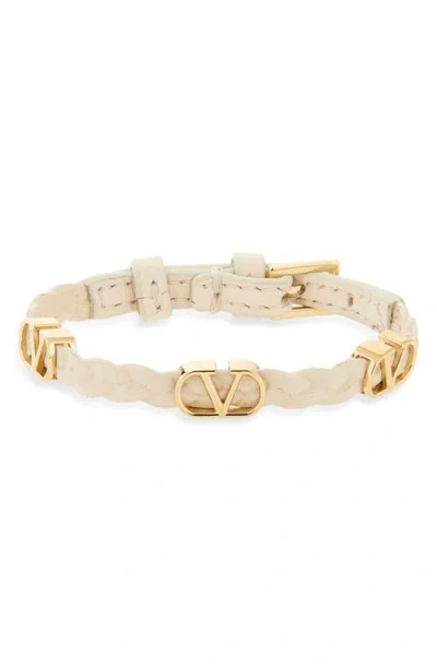 VALENTINO GARAVANI VALENTINO GARAVANI VLOGO BRAIDED LEATHER BRACELET