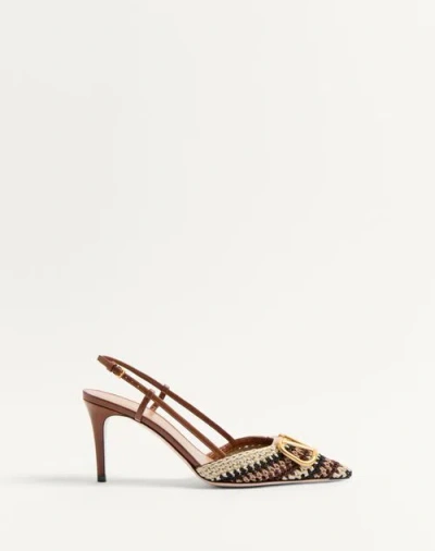 VALENTINO GARAVANI VALENTINO GARAVANI VLOGO SIGNATURE SLINGBACK PUMP WITH CROCHET EMBROIDERY 80MM WOMAN MULTICOLOUR 42