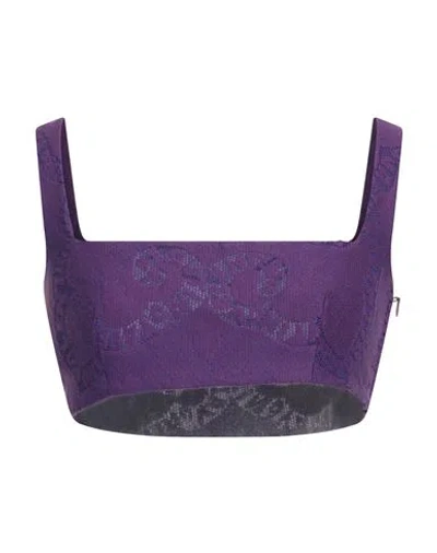 VALENTINO VALENTINO GARAVANI WOMAN TOP PURPLE SIZE 6 COTTON, POLYAMIDE, SILK