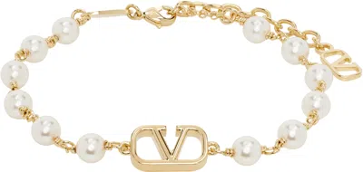 VALENTINO GARAVANI GOLD & WHITE VLOGO SIGNATURE BRACELET