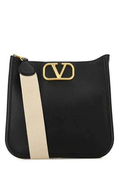 VALENTINO GARAVANI VALENTINO GARAVANI BLACK LEATHER ALLTIME SHOULDER BAG