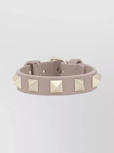 VALENTINO GARAVANI LEATHER STUDDED BRACELET GOLD HARDWARE