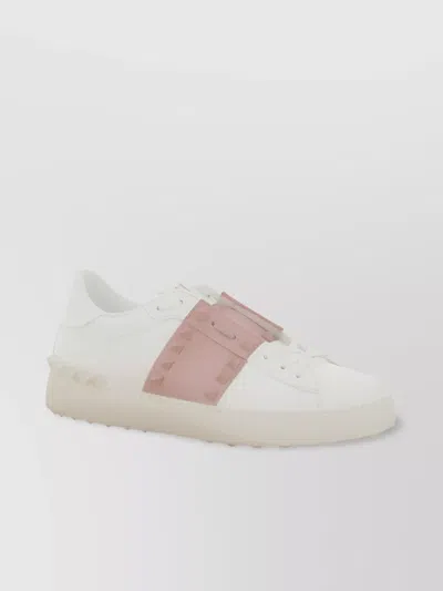 VALENTINO GARAVANI LEATHER STUDDED SNEAKERS ROUND TOE