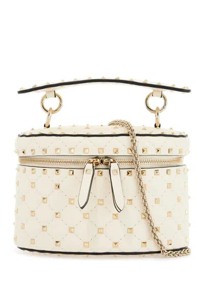 VALENTINO GARAVANI LIGHT IVORY LEATHER CYLINDER BAG WITH CHAIN