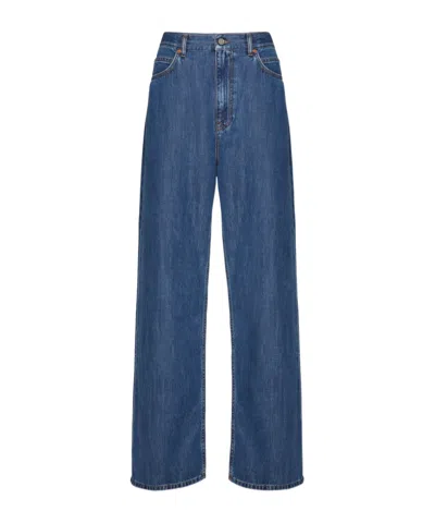 VALENTINO VALENTINO LOGO PATCH STRAIGHT LEG JEANS