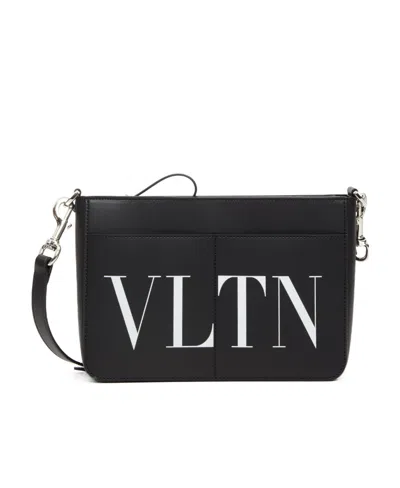 VALENTINO GARAVANI VALENTINO VLTN LOGO PRINTED ZIP-UP MESSENGER BAG