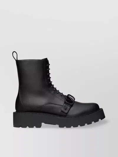 VALENTINO GARAVANI LOGO SIGNATURE BUCKLE DETAIL CHUNKY SOLE BOOTS