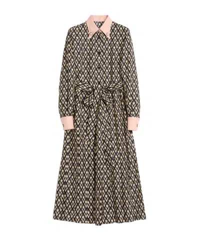 VALENTINO VALENTINO TOUTE LA V TIED WAIST LONG-SLEEVED DRESS